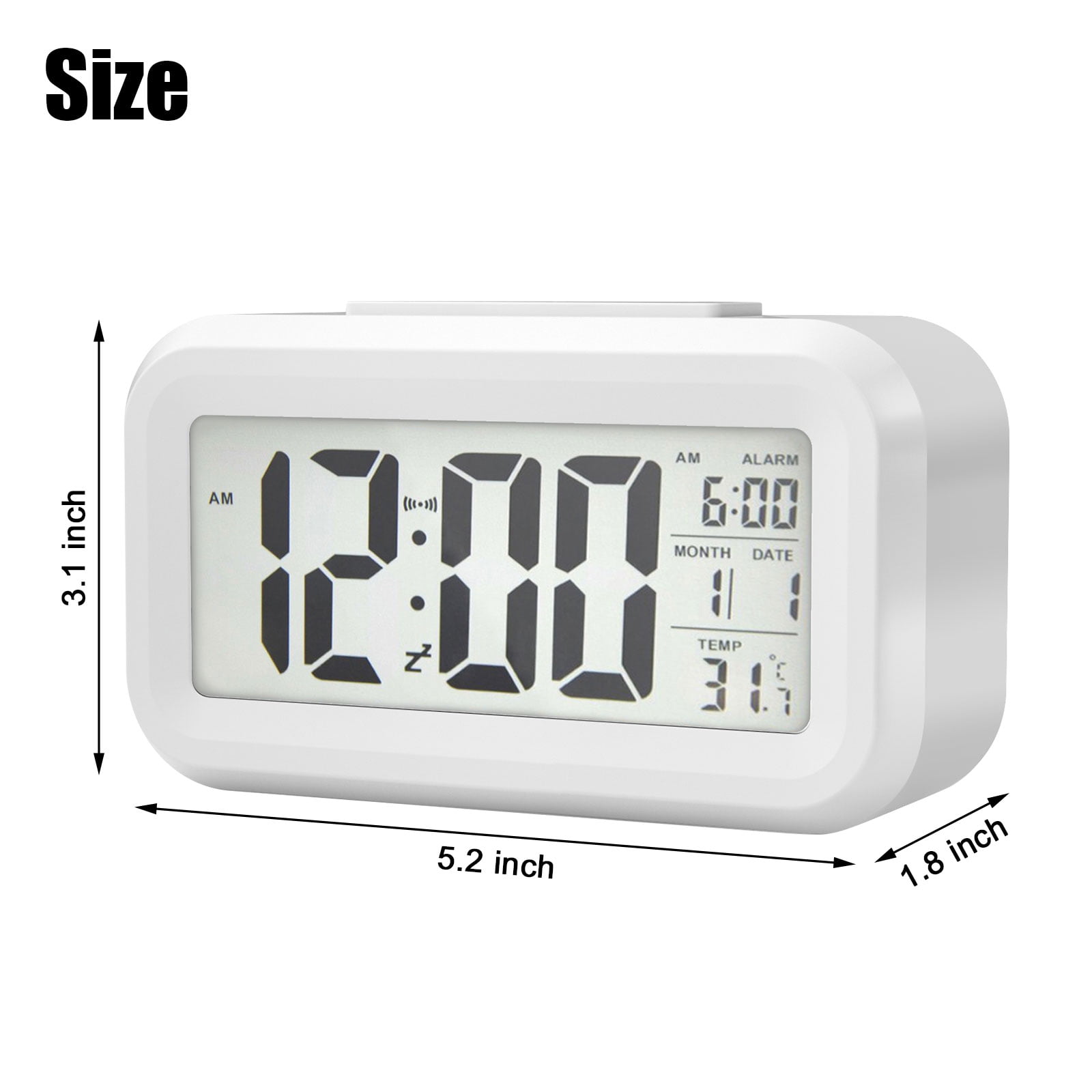 Digital LED Alarm Clock Large Display Backlight Snooze Talking Date Temperature