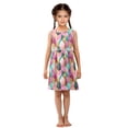thumbnail image 6 of Girls Dress Pink Green Leaves Sleeveless Dress for Girls Hem A-Line Casual Sundress, 6 of 7