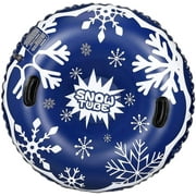Snow Tube - Winter Saving LONGRV 47 In. Snow Sled, Inflatable Snow Tubes for Sledding Kids, Tubes for Floating with 2 Handles, Snow Sled for Adults and Children for Christmas