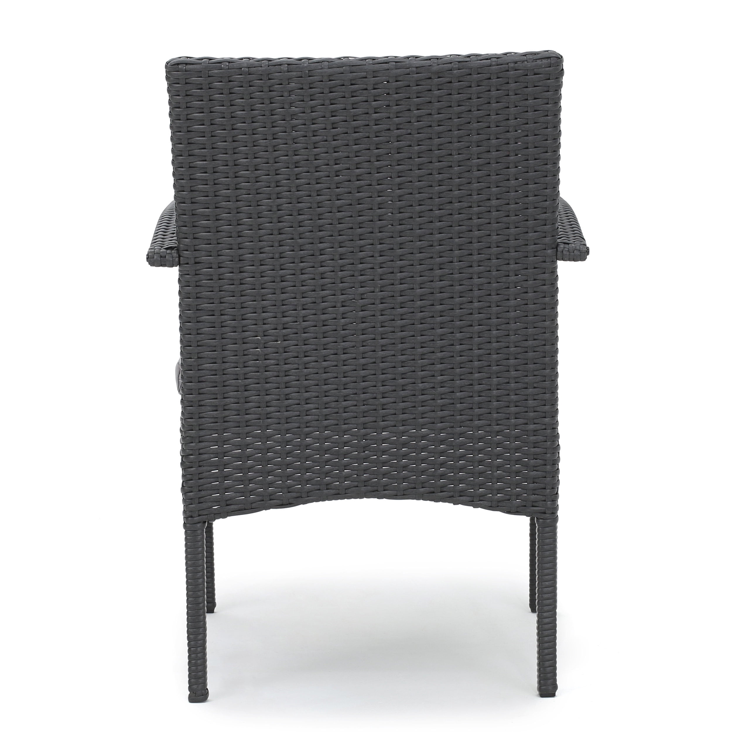 Set of 2 PE Wicker Outdoor Dining Chairs with Water-Resistant Cushions, Resin Wicker Patio Chairs for Garden, Grey