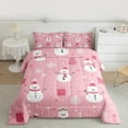 thumbnail image 2 of Feelyou Winter Pink Snowman Queen Comforter Set, Merry Christmas Bedding Sets, Western Festival Holiday Reversible Bedding Comforter Set, Breathable Home Decor, 3pcs, 2 of 8