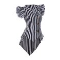thumbnail image 3 of Women's Steampunk Blouse with Short Sleeves Gothic Victorian Striped Tail Shirt, 3 of 6