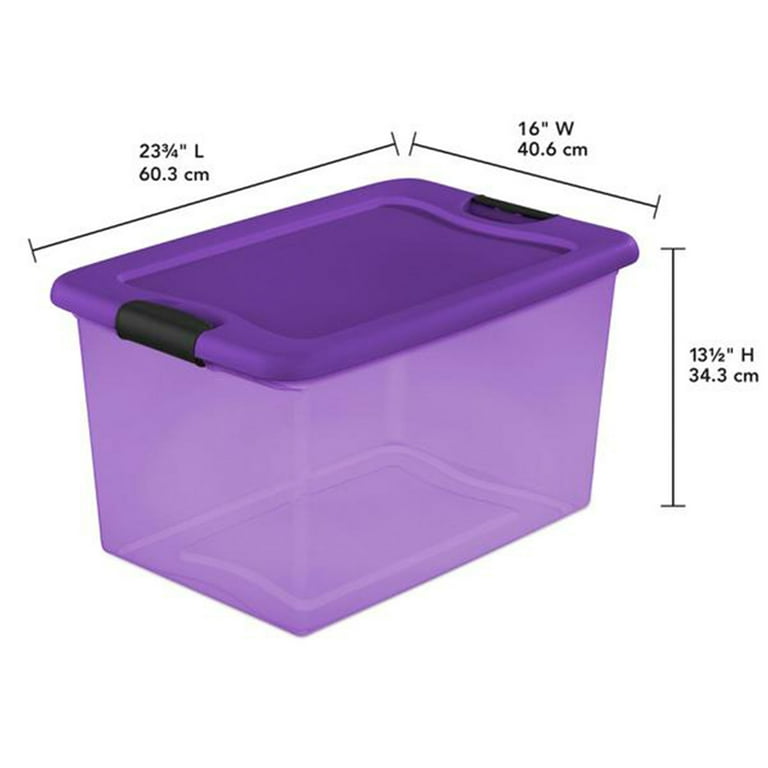 Sterilite Purple 64 Qt Latching Plastic Storage Box Container Tote