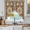 thumbnail image 4 of Brown Boho Kitchen Window Curtains, Swag Curtains Valance for Bedroom Living Room Bathroom, Retro Western Rustic Ethnic Tribal Patterns Rod Pocket Window Curtain Block Drapes 2 Panels 36"x63", 4 of 9