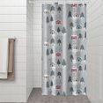 thumbnail image 2 of Gray Christmas House and Tree Pattern Shower Curtain 36"x72" ,Bathroom Decorative Shower Curtains Set with 12 Hooks,Modern Waterproof Washable Shower Curtain, 2 of 6
