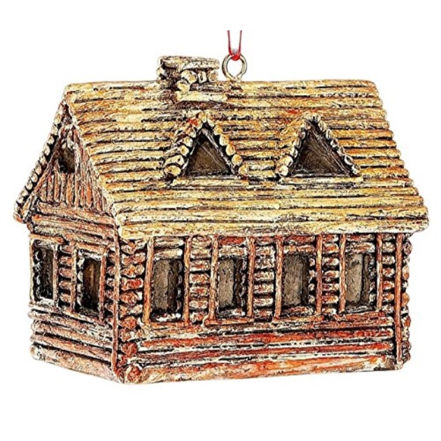 midwest seasons log cabin retreat lake house christmas tree ornament