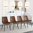 thumbnail image 4 of SUDICA Set of 4 Brown Faux Suede Dining Chairs, Modern Upholstered Chairs with Wide Seat and Black Metal Legs for Dining Room, 4 of 7