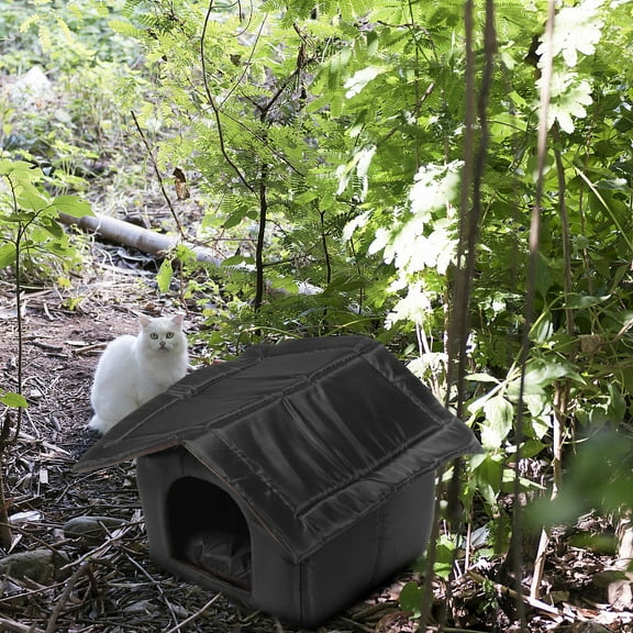 LOLIPPYY Weatherproof Cat House Black Pet Shelter Large And Reliable 1Pcs