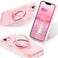 thumbnail image 1 of KOMI for iPhone 16e Case, with Magnetic Ring Stand [Compatible with MagSafe] [Military Grade Protection] Slim Shockproof Translucent Protective Phone Case Pink, 1 of 5