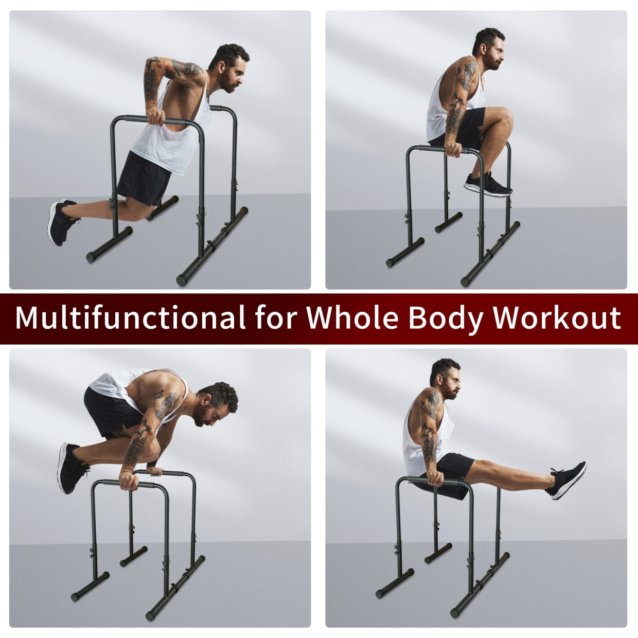 Portable Parallel Bar with Stable and Sturdy Thickened Steel, Adjustable Height Push Up Stand for Home, Calisthenics, Exercise, Black
