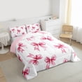 thumbnail image 4 of Homewish Cute Cartoon Bowtie Queen Comforter Set,Kawaii Bow Ribbon Bedding Sets,White Pink Bedding Comforter Set For Girls Kids,Super Cozy Room Decor Reversible,3pcs, 4 of 9
