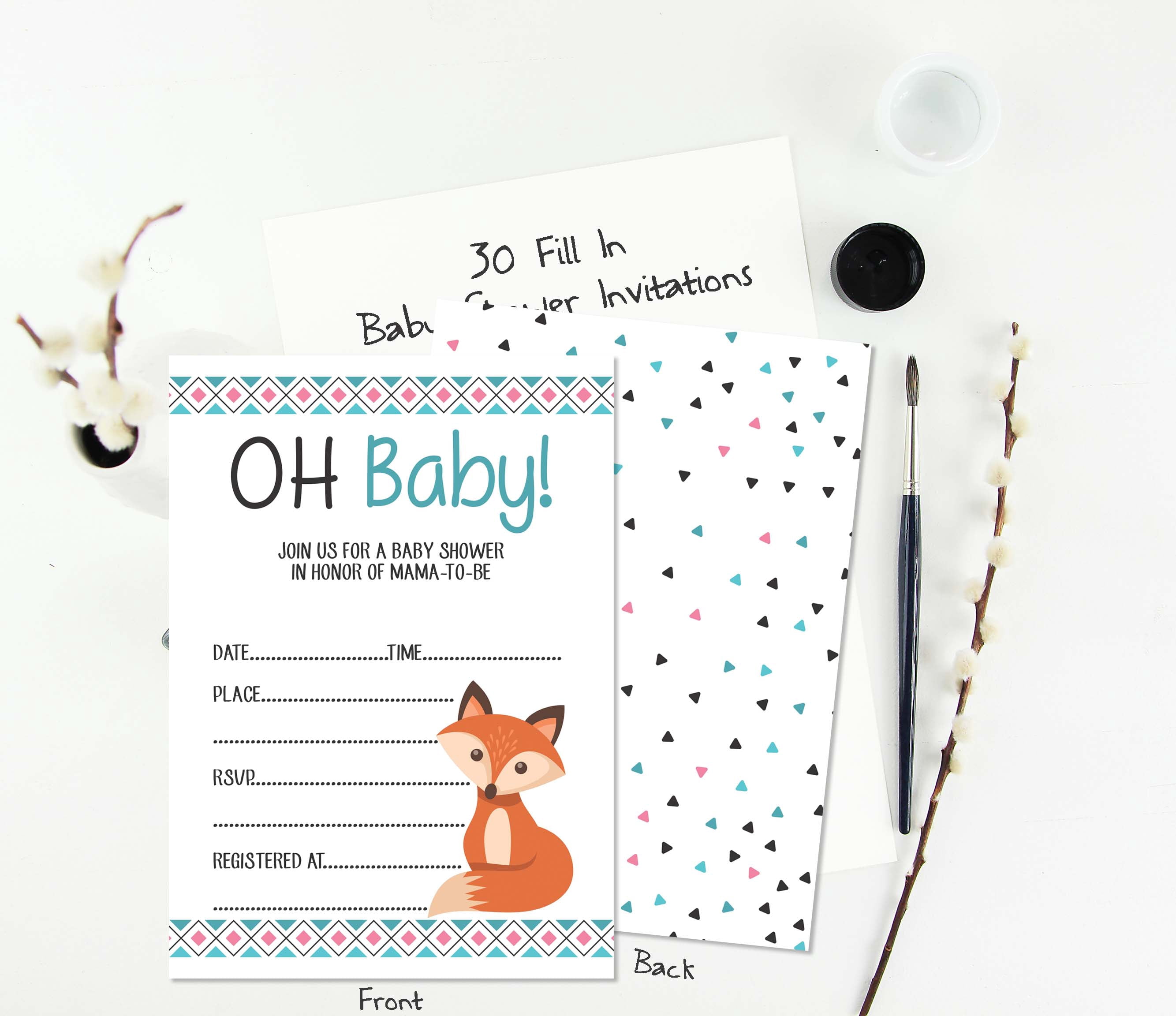 Inkdotpot 30 Jungle Animals Baby Shower Invitation Cards Fill In Blank Invites