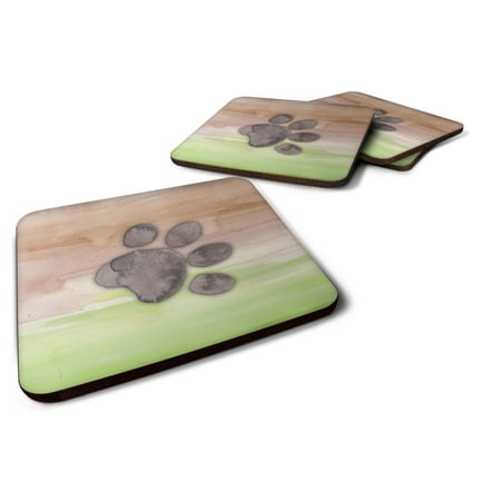 

Carolines Treasures BB7359FC Dog Paw Watercolor Foam Coaster Set of 4 3 1/2 x 3 1/2 multicolor