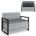 thumbnail image 2 of Costway Patio Storage Bench Wicker Loveseat with Built-in Storage & Long Seat Cushion Gray, 2 of 10