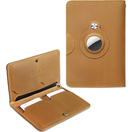 RFID Passport Holder for Travel Women, Passport Holder with AirTag Slot & RFID Blocking, Passport Cover Wallet for Airport Essentials, Travel Gifts ( Brown)