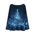 thumbnail image 4 of Women's Christmas Print Lightweight Sweater Casual Long-Sleeve Knit Pullover Top Loose Fit Elegant Cute Style for Spring Summer Daily Work Date Travel Home Vacation Shopping L Blue, 4 of 4