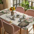 thumbnail image 3 of Rustic Groundhog Table Cloths for 6 Foot Rectangle Tables, Spring Floral Butterfly Botanical Patio Waterproof Elastic Fitted Tablecloths, Washable Rectangular Table Cover for Camping, 3 of 8
