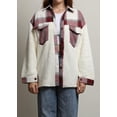 thumbnail image 4 of Chouyatou Women's Flannel Button Down Fleece Jacket Fall Fuzzy Plaid Blouse Jacket Winter Lightweight Coats, 4 of 4