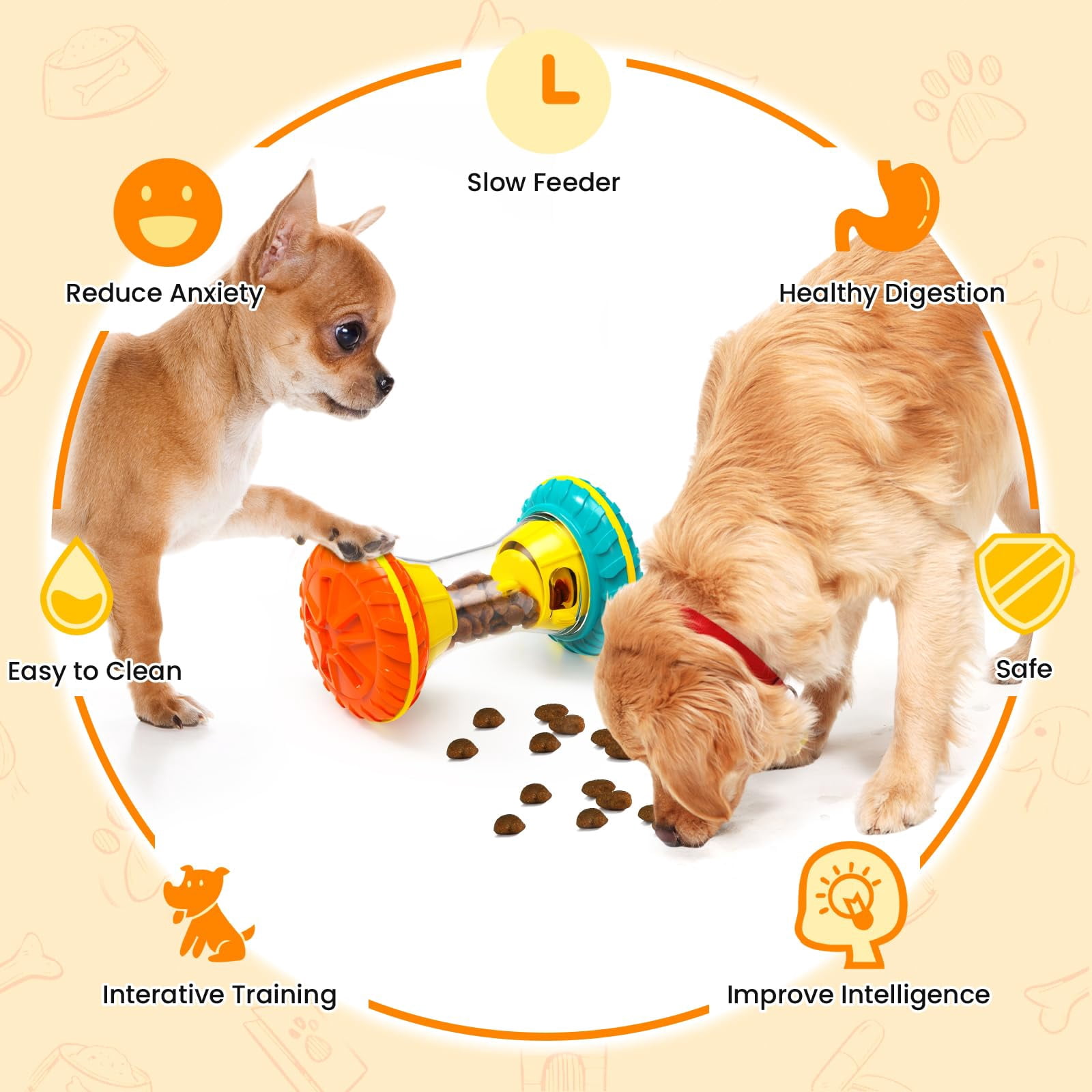 Dog Toys, Dog Puzzle Toys for Smart, Dog Enrichment Toy to Keep Them Busy, Treat Dispensing Toy Slow Puzzles Feeder, Yellow