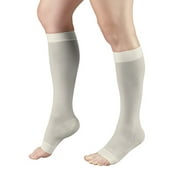 Truform Sheer Compression Stockings, 15-20 mmHg, Women's Knee High Length, Open Toe, 20 Denier, Ivory, X-Large