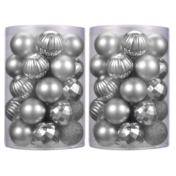 SHCKE 34PCS Christmas Tree Hanging Balls Christmas Balls Ornaments Orange, Silver, Bronze Christmas Balls Christmas Wedding Party Decoration Hanging Ball