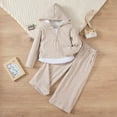 thumbnail image 5 of xaoyunyn Girls 2 Piece Tracksuits Outfits Casual Half Button Down Long Sleeve Hoodies Wide Leg Pants Set 3-8 Years, 5 of 6