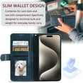 thumbnail image 2 of Compatible with iPhone 13 Pro Max Wallet Case with Card Holder [RFID Blocking] for i13 Pro Max Case Wallet Wrist Strap Durable PU Leather Magnetic Flip Folio Cover for Women and Men,Darkblue, 2 of 13