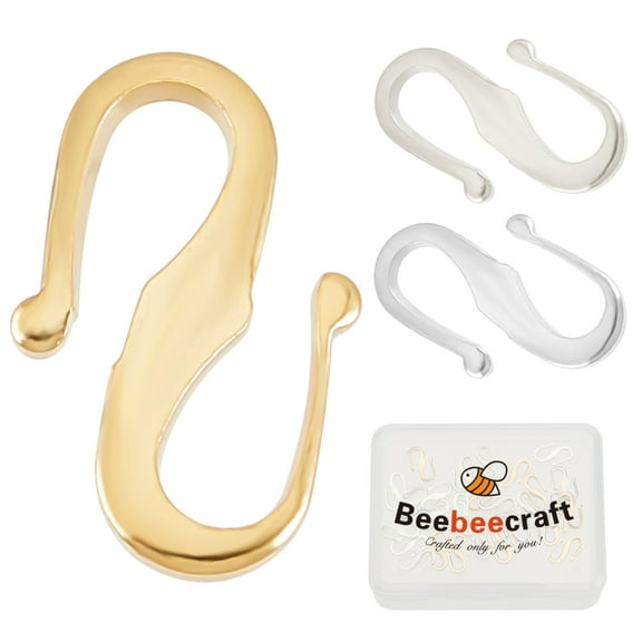 1 Box 30pcs Real 24K Gold Plated Brass S Hook Clasps 925 Sterling Silver Plated Mini S-Shaped Hook Connectors Wire Hanger Jewelry Findings for DIY Jewelry Necklace Bracelet Making