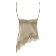 thumbnail image 5 of COMVALUE Lace Trim Camisole Tops for Women Layering Asymmetrical Patchwork Cami Spaghetti Strap Tank (Dark Gray, S), 5 of 9