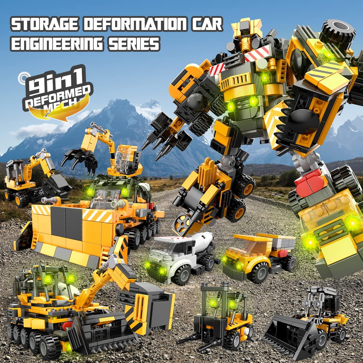 STEM Building Toys for Boys, 9 in 1 Building Blocks Set, to Build A Big Robot or 8 Vehicles, Suitable for 6 7 8 9 10 11 12 + Years Old Children (720PCS)