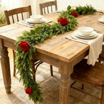 AuroraX 6 Ft Long Faux Greenery Rose Garland, Artificial Silk Flower Vine for Wedding Table Centerpieces, Romantic Valentine'S Day Decor, Bridal Arbor Swag, Fireplace Mantel Decoration (Red)