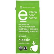 Ethical Bean Fairtrade Organic Coffee, Classic Medium Roast, Ground Coffee Beans - 100% Arabica Coffee (8 oz Bag), 0.5 Pound (Pack of 1)