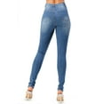thumbnail image 3 of Purple Candy Womens Juniors High Rise Distressed Denim Skinny Jeans (S, Medium Blue), 3 of 4