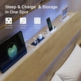 thumbnail image 2 of Feonase Queen Floating Bed Frame with LED Lights & Charging Station, Platform Bed with Wooden Storage Headboard, Steel Slats Support, No Box Spring Needed, Easy Assembly, Noise-Free,Oak, 2 of 7