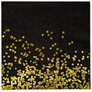 Black and Gold Party Supplies Disposable Napkins Gold Dot Confetti Paper Napkins for Birthday Anniversary New Years Graduation Wedding Christmas 3-Ply 50 Pack$$Home Decor, Kitchen, & Other