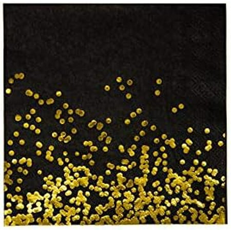 Black and Gold Party Supplies Disposable Napkins Gold Dot Confetti Paper Napkins for Birthday Anniversary New Years Graduation Wedding Christmas 3-Ply 50 Pack$$Home Decor, Kitchen, & Other