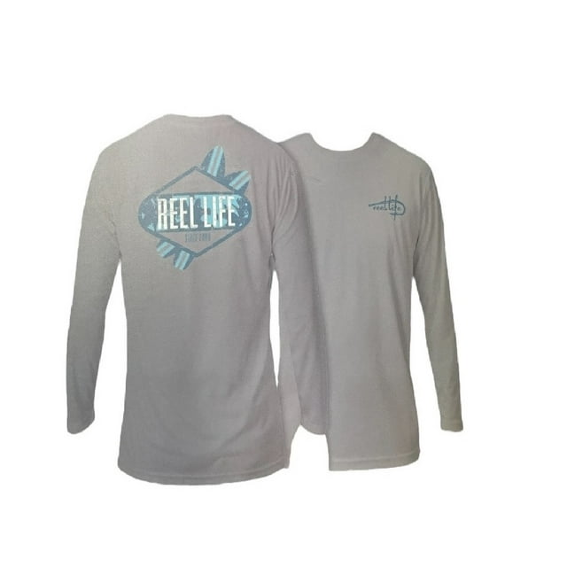 Reel Life Tee-Shirt Léger à Manches Longues pour Hommes, Protection Solaire UV (Argent Filigrane, TTG)