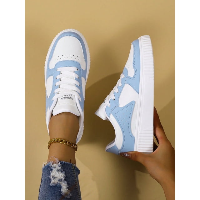 Women's Lace-up Casual Sport Shoes White Sneakers Skateboarding Shoes, Lightweight For Street