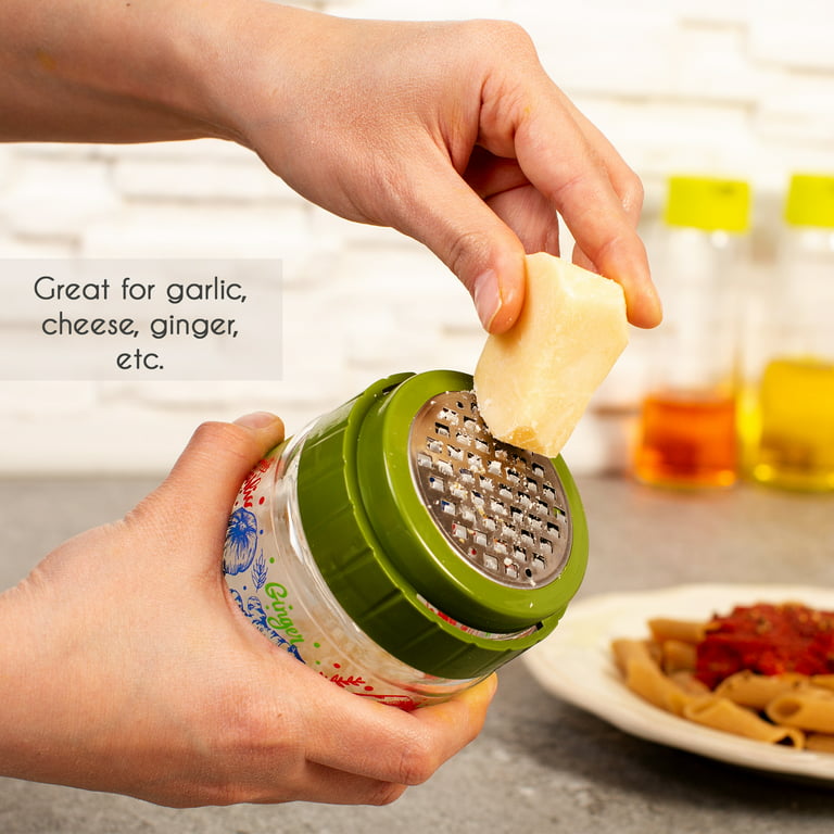 Crystalia Cheese Grater with Glass Storage Container Sprinkler, Stainless  Steel Food Processor for Parmesan, Garlic, Onion, Vegetable, Small Fine  Food