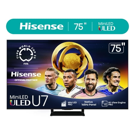 Hisense 75-Inch Class U7 Series Mini-LED Pro ULED 4K UHD Google Smart TV (75U7N) - QLED Quantum Dot Color, Dolby Vision, Native 144Hz, Up to 1500-Nit, Full Array Local Dimming, Motion Rate 480