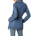 thumbnail image 3 of DARING DIVA Woman's Boyfriend Tie Waist Denim Jacket with Pockets M Blue, 3 of 7