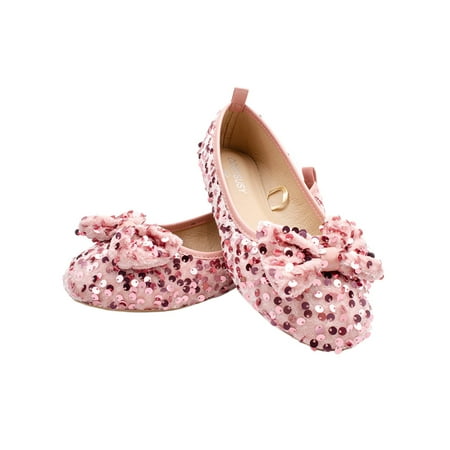 

Rotosw Kids Dress Shoes Glitter Princess Shoe Slip On Flats Non-slip Comfort Loafers Performance Lightweight Pink 2Y