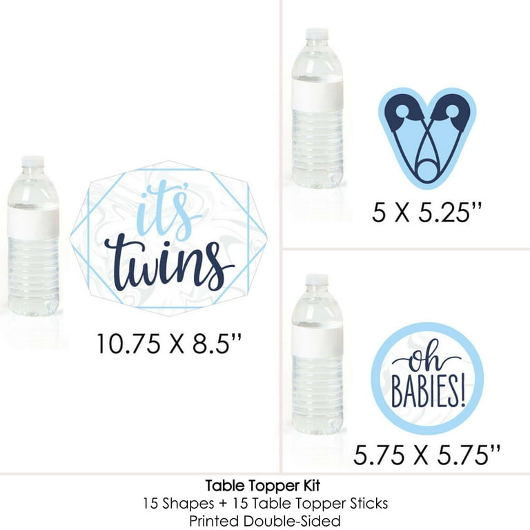 Big Dot Of Happiness It’s Twin Boys Fold & Flare Centerpieces - Blue Baby Shower Table Decor