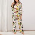 thumbnail image 2 of Balery Retro Musical Conjunto de Pijama con Estampado para Mujer, Conjunto de Dos Piezas con Manga Larga, Ropa de Dormir Suave con Bolsillos, Pijamas Cómodos-Large, 2 of 7