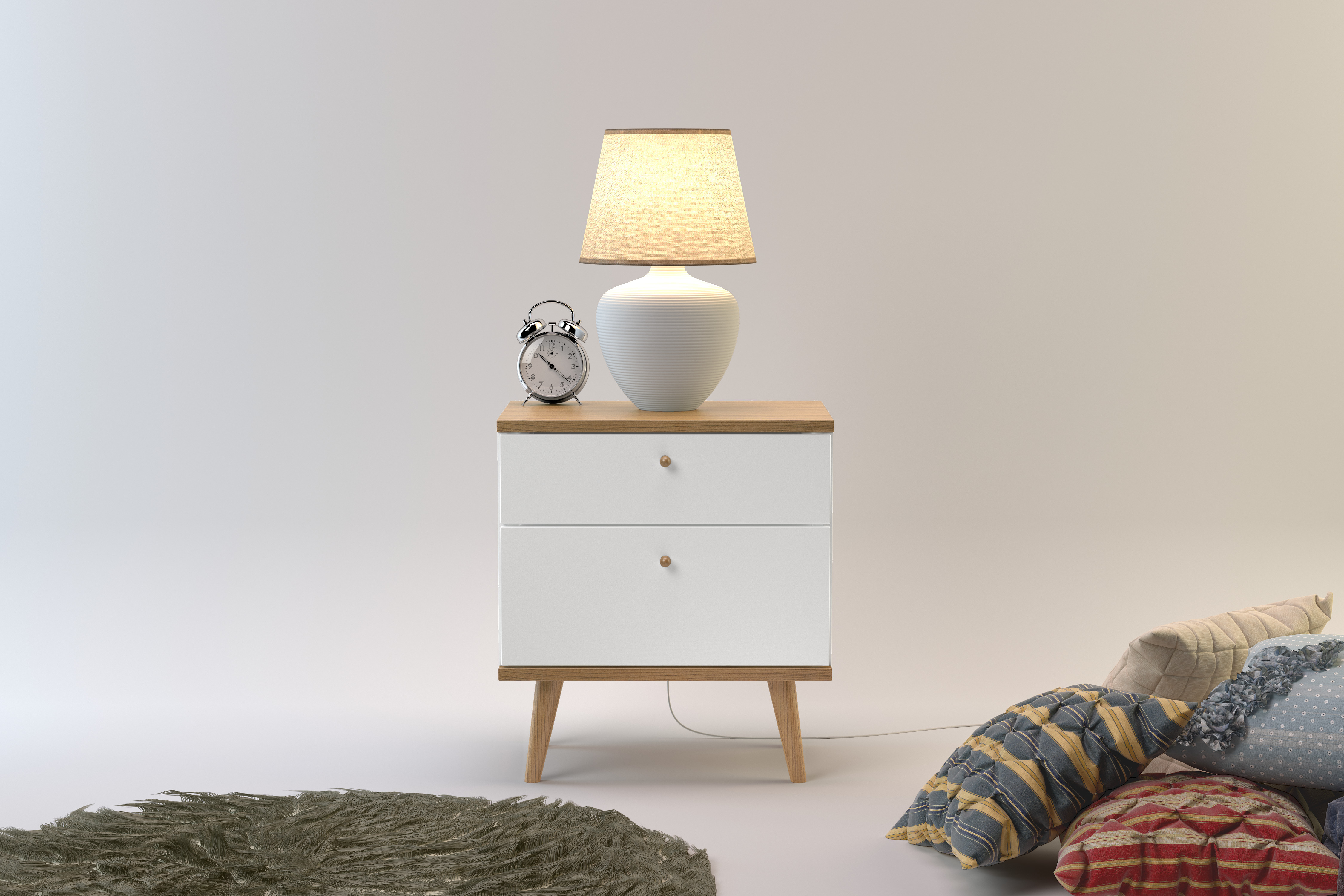 Midtown Concept Oslo Modern Nightstand with Storage, White