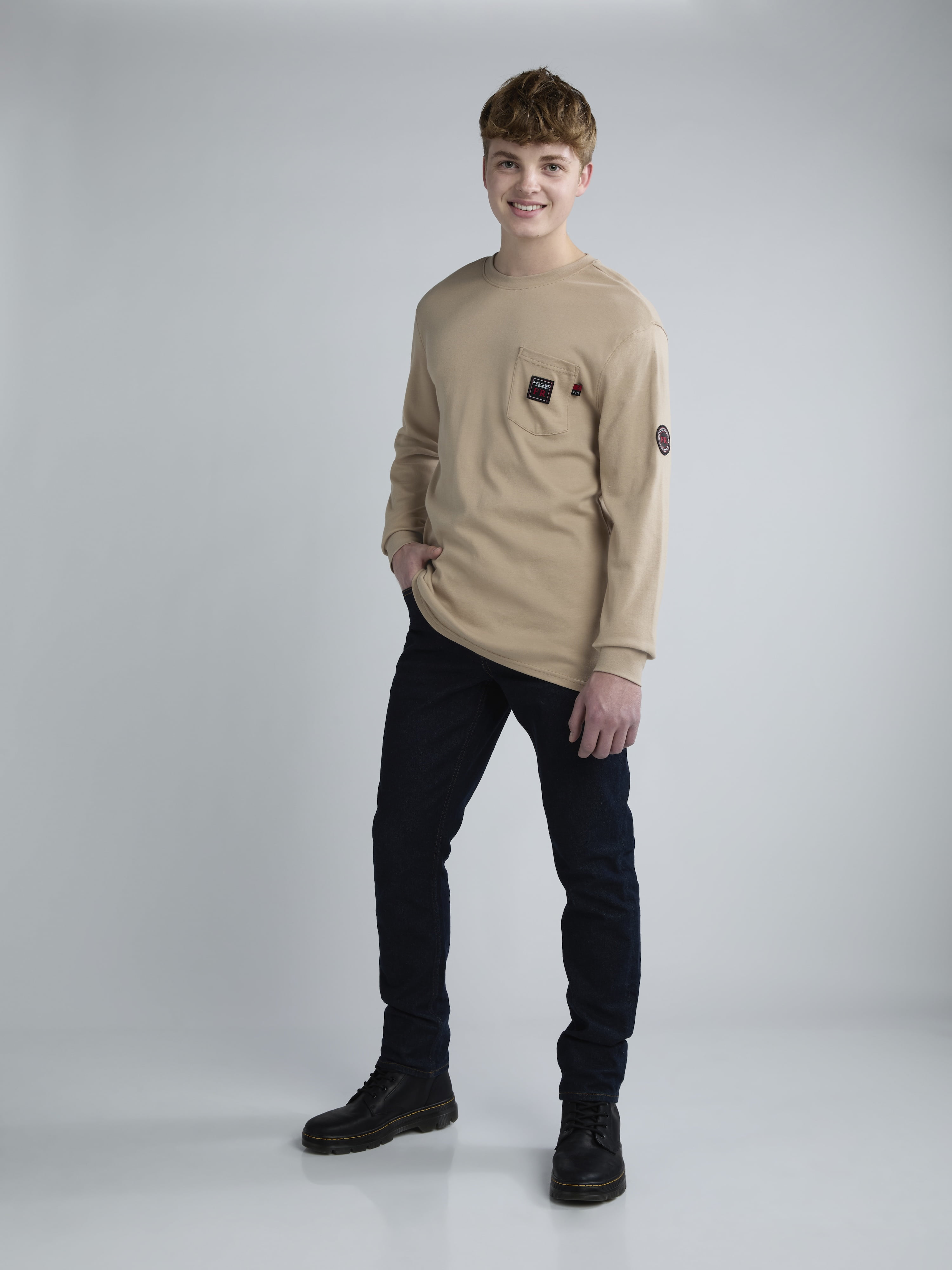 Bass Creek Outfitters Men's Flame Resistant Long Sleeve Crewneck Knit Top, Sizes M-2XL