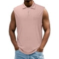thumbnail image 5 of LIBRCLO Sleeveless Polo Shirts for Men, Classic Solid Color Tank Tops Work Casual Golf Summer Tank Tops Pink L, 5 of 6