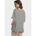 thumbnail image 5 of Women Oversized T-Shirt Loose Fit Workout Tops Short Sleeve Gym Basic Tee Shirt, 5 of 7