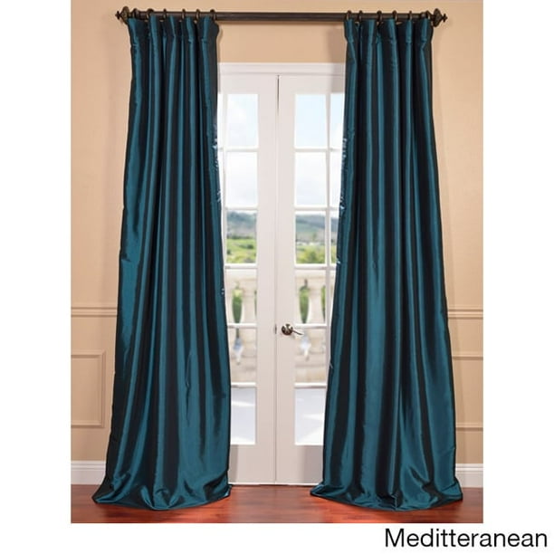 Exclusive Fabrics Faux Silk Taffeta Solid Blackout Single Curtain Panel Mediterranean 50 X 120 Inches Com Exclusive Fabrics Faux Silk Taffeta, Faux Silk Taffeta Solid Blackout Single Curtain Panel
