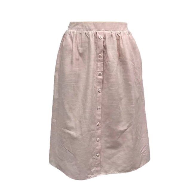 Falda George para Mujer Larga de Lino con Botones y Bolsas Laterales Rosa Talla G
